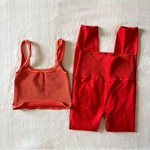 Free People Happiness Runs Square Neck Tank Top and Good Karma Leggings Set
